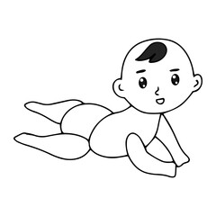 Baby new born line gesture activity. baby new born element design. coloring book for kids preschool. newborn baby to toddler life cycle vector