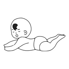 Baby new born line gesture activity. baby new born element design. coloring book for kids preschool. newborn baby to toddler life cycle vector
