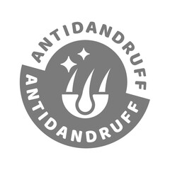 Anti dandruff product or shampoo. Antidandruff vector label or icon.