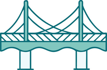 Minimalist bridge icon in a flat design, showcasing clean lines and a modern aesthetic.