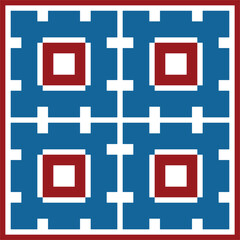 Obraz premium Pixel Art Geometric Blue and Red Retro Square Design