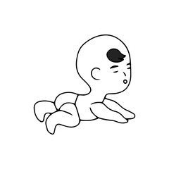 Baby new born line gesture activity. baby new born element design. coloring book for kids preschool. newborn baby to toddler life cycle vector