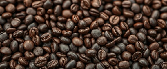 Obraz premium Dark roasted coffee beans, close-up, espresso texture, espresso, detail