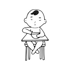 Baby new born line gesture activity. baby new born element design. coloring book for kids preschool. newborn baby to toddler life cycle vector