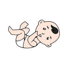 Baby new born line gesture activity. baby new born element design. coloring book for kids preschool. newborn baby to toddler life cycle vector