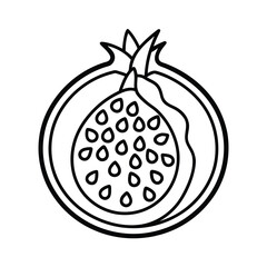 pomegranate slice outline vector on white background 