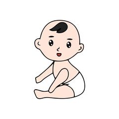 Baby new born line gesture activity. baby new born element design. coloring book for kids preschool. newborn baby to toddler life cycle vector