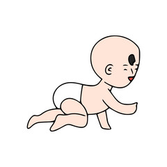 Baby new born line gesture activity. baby new born element design. coloring book for kids preschool. newborn baby to toddler life cycle vector