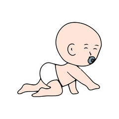 Baby new born line gesture activity. baby new born element design. coloring book for kids preschool. newborn baby to toddler life cycle vector