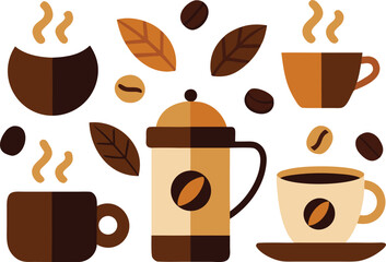 National coffee day elements collection vector illustration for delicious coffee moments