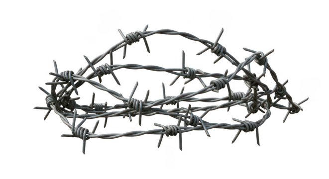 Barbed wire isolated on transparent background