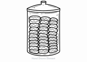 Vector food illustration of a tin of cookies filled with cookies isolated on a white background