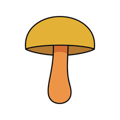 Cartoon mushroom illustration simple yellow cap orange stem forest food nature element vector