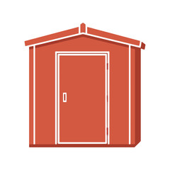 Simple red garden storage shed with door front view vector illustration vector