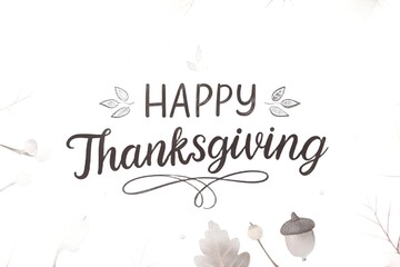 Obraz premium Elegant happy thanksgiving greeting card with acorn isolated on white background