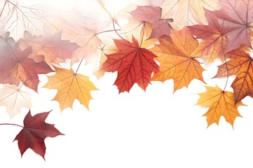 Autumn maple leaves background isolated on white background with copy space