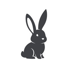 Cute sitting rabbit silhouette simple icon graphic design element vector illustration vector