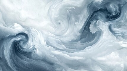 Abstract swirling cloudscape in shades of grey and white.
