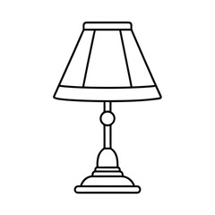 table lamp line art vector drawing on white background 