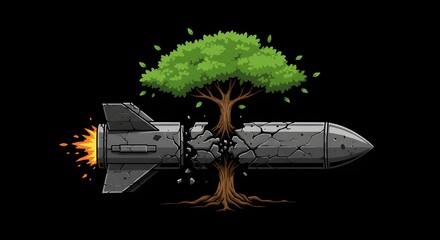 Missile to Tree Emblem — Eco Anti-Nuclear Vector