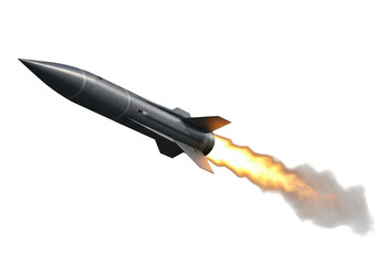 Rocket launching into the sky isolated on transparent background