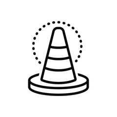 Black line icon for safety cone
