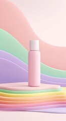 Pastel Pink Product Mockup on Rainbow Layers