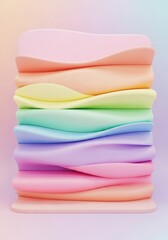 Pastel Rainbow Waves: A Dreamy 3D Render