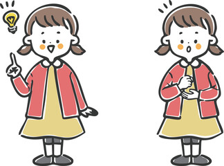 納得理解する女の子　全身　ベクター
