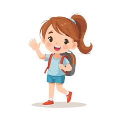 Happy School Kid with Backpack