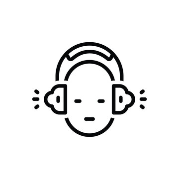 black headphones on face icon clip art preview
