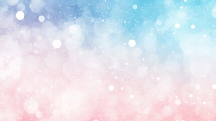 Abstract pastel pink, blue, and white bokeh background with glowing lights and sparkles.