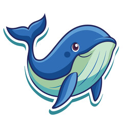 Fototapeta premium Cute cartoon blue whale illustration