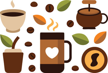 National coffee day vector elements collection for festive decorations and promotions