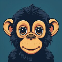 Obraz premium Charming Illustrated Monkey Logo With Warm Earthy Tones and Pastel Background