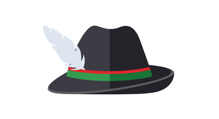 Traditional Alpine Hat with Feather Illustration, Symbolizing Cultural Heritage and Regional Identity, perfect for travel guides, cultural events, or historical projects.