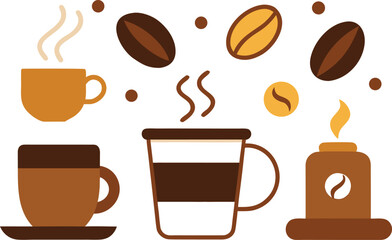 National coffee day vector elements collection coffee mug beans illustration scalable eps