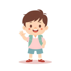 Happy School Kid with Backpack