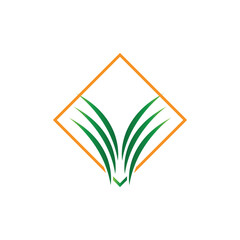 Stylized green grass logo vector symbol design