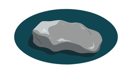 Cartoon style gray rock stone boulder vector illustration on teal background design element clip art image