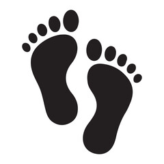 Footprints Silhouette Icon Human Foot Step Symbol Isolated on White Background