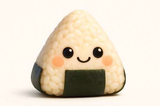 Cute 3D Samgak Gimbap Rice Triangle with Kawaii Face