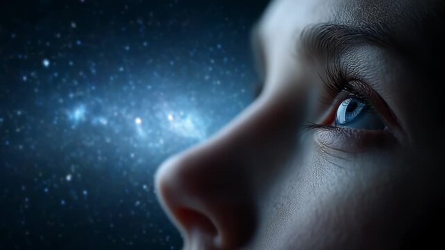 Girl Gazing at the Universe in Her Eyes
