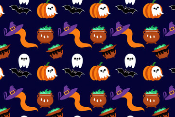 Obraz premium Halloween Potion And Pumpkin Pattern