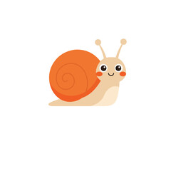Cute Snail Cartoon Vector Illustration – Smiling Orange Shell Snail Character for Kids Design