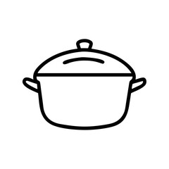 Cooking Pot Icon Outline – Kitchen Cookware with Lid Vector Illustration
