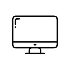 Computer Monitor Icon Outline – Desktop Screen Display Technology Vector Illustration