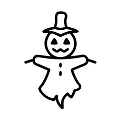 Halloween Scarecrow Ghost Icon Outline Vector Illustration