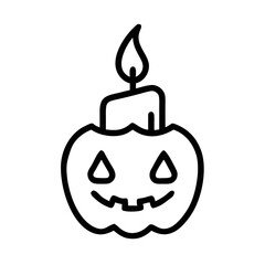 Halloween Pumpkin Candle Icon Outline Vector Illustration
