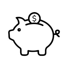 Piggy Bank Icon Outline Vector Money Savings Finance Symbol